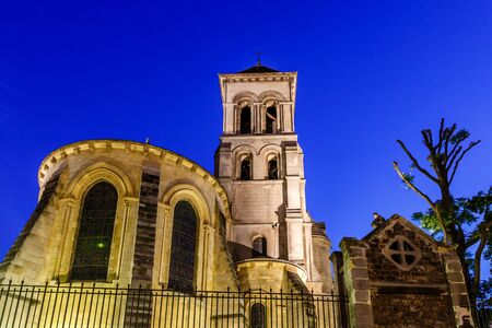 Saint Peter Church on Montmartre Hill at Dusk, Paris, Franceの写真素材