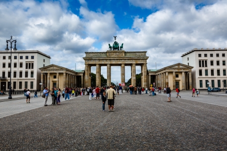 BERLIN, GERMANY - AUGUST 11  The Brandenburger Tor  Brandenburg Gate  is the ancient gateway to Berlin on August 11, 2013  It was rebuilt in the late 18th century as a neoclassical triumphal arch のeditorial素材