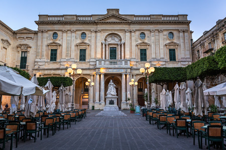 National Library of Malta in the Evening, Valletta, Maltaのeditorial素材