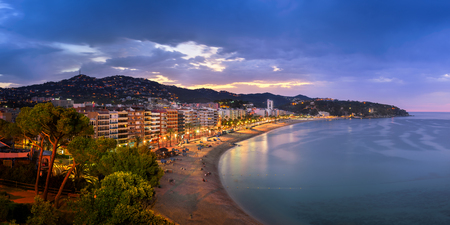 LLORET DE MAR, SPAIN - JUNE 25, 2016: Panorama of Lloret de Mar in Catalonia, Spain. Lloret de Mar is most popular Costa Brava resort and located only 75 km from Barcelona.のeditorial素材