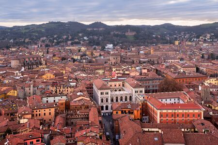 Aerial View of Bologna from Asinelli Tower, Bologna, Emilia-Romagna, Italyの写真素材