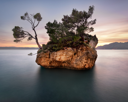 The Famous Brela Rock in the Evening, Brela, Croatiaの写真素材