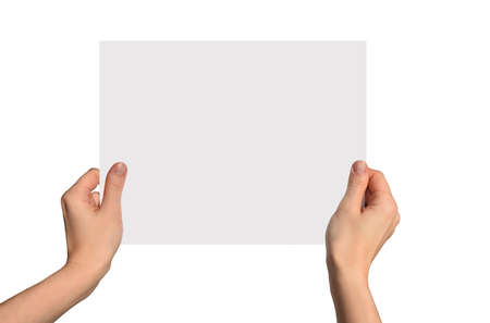 White piece of paper in handsの写真素材