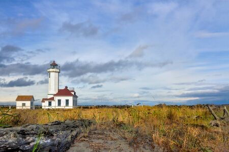 Autumn landscape at  Wildon lighthouse in Port Townsend Washingtonの写真素材