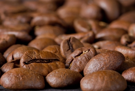 Light roasted coffee beans, macro closeupの写真素材