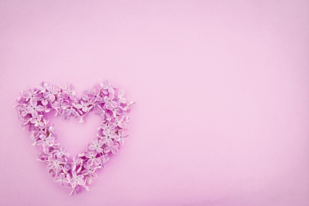 Purple lilac flower heart on textured artistic backgroundの写真素材