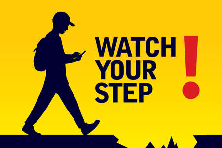 Watch your step banner graphic vector
