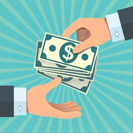 Hand giving money to other handのイラスト素材