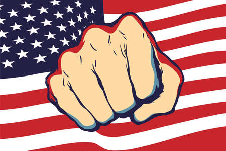 Punching fist hand with USA flag vectorのイラスト素材