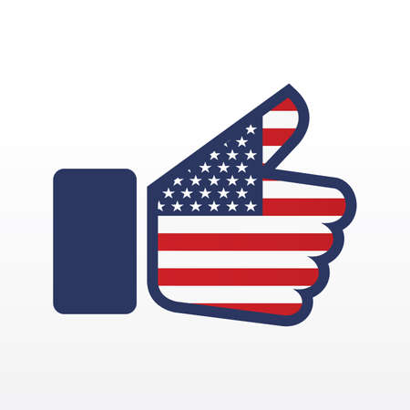 Thumb up symbol with USA flag styleのイラスト素材