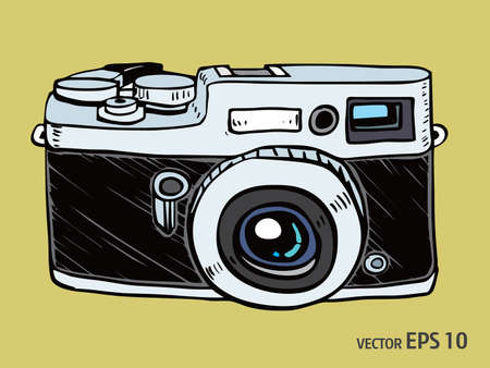vector sketch style of retro cameraのイラスト素材