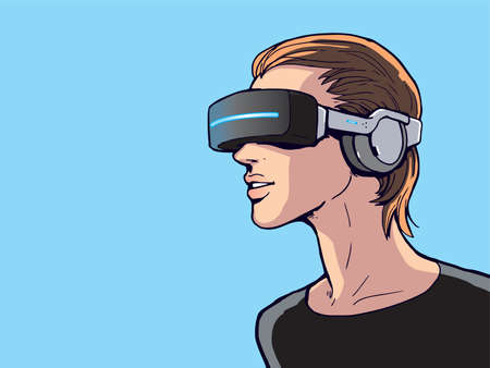 virtual reality headset in use illustration vector