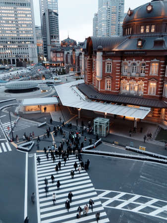 Tokyo, Japan - 09 April 2015: Tokyo station night cityscape. Tokyo train station is a hub of Japan's...