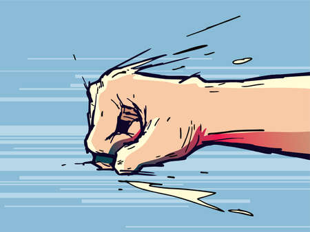 Hand, fist punching or hitting. Comic pop art, symbol.のイラスト素材