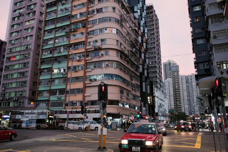 Hong Kong, China -24 May 2020: Street view in Mongkok district. Mongkok is one of the major shopping areas in Hong Kong.のeditorial素材
