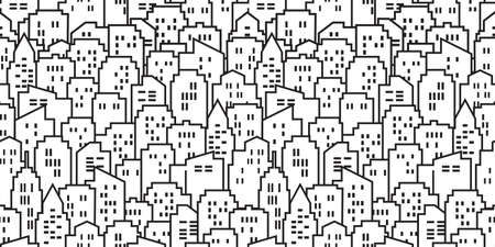 Cityscape buildings outline seamless pattern illustration vectorのイラスト素材