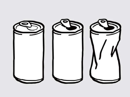 Soft drink cans illustration set vectorのイラスト素材