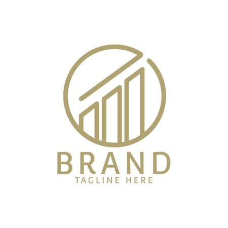 minimalist and luxurious round gold business line template logo for finance, data analysis and real estateのイラスト素材
