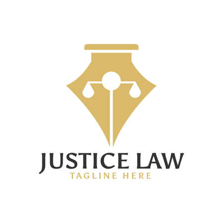 Scall pen justice attorney law logo design templateのイラスト素材