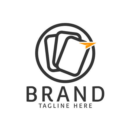 paper template logo business accounting black and orange colored arrowのイラスト素材