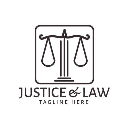 line scall justice attorney law logo design templateのイラスト素材