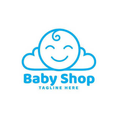 Smile baby cloud shop line logo design template inspirationのイラスト素材