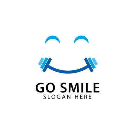 smile sport logo template with dumble for gym and health shopのイラスト素材