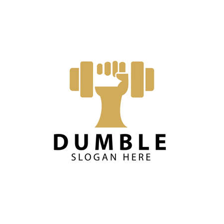 gym sport logo design with hand and dumbbellのイラスト素材