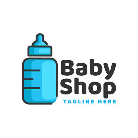 Blue pacifier baby shop line logo design template inspirationのイラスト素材