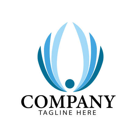 Blue abstract business company wings logo design template inspirationのイラスト素材