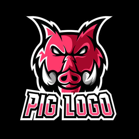 Angry pig animal sport or esport gaming mascot logo templateのイラスト素材