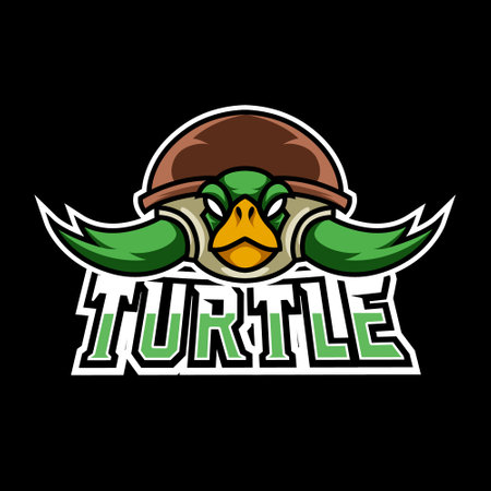 Green turtle ninja mascot gaming logo design tempate for teamのイラスト素材