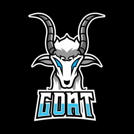 Goat sheeep mascot sport esport logo gaming template black fur green hornのイラスト素材