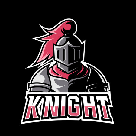 Blue Knight sport esport logo design template with armor and helmetのイラスト素材