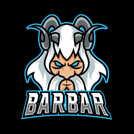 Barbarian helmet mascot sport esport logo templateのイラスト素材