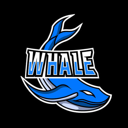 Blue whale fish mascot gaming sport logo template for squad teamのイラスト素材