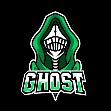 Scary green dark ghost mascot gaming logo templateのイラスト素材