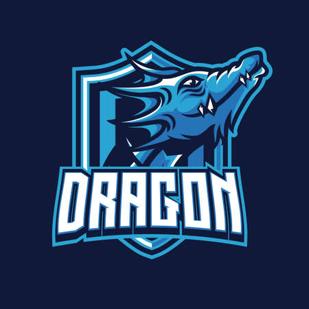 Dragon mascot gaming logo design vector template for sport and esportのイラスト素材