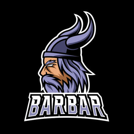 Barbarian helmet mascot sport gaming esport logo template for squad team clubのイラスト素材