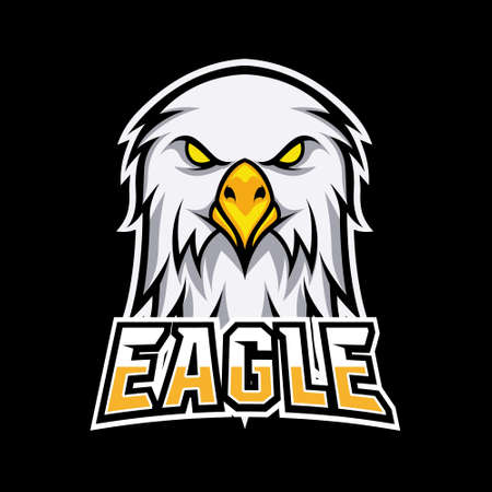 Eagle sport esport logo design template with white fur and orange beak gameのイラスト素材