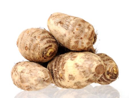 taro roots  with shadow  on white  backgroundの写真素材