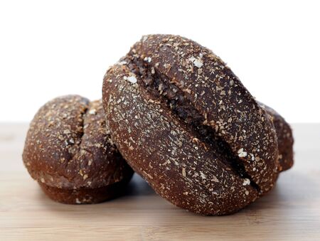 black bread bun on tableの写真素材