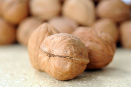 a lot of walnut on table