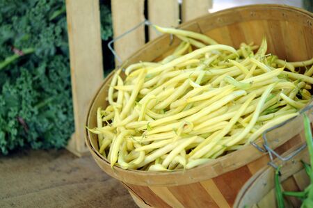 yellow beans in bucket at market