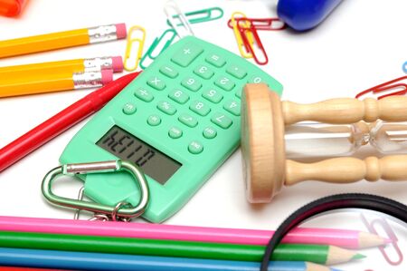 back to school stuff on white background