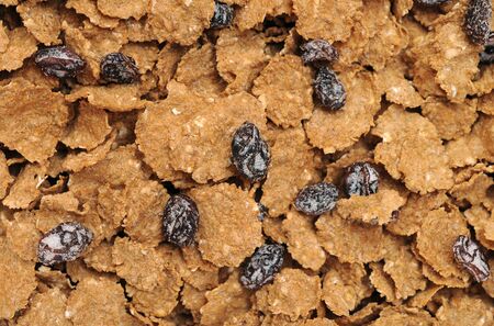 corn flake cereal with raisins for background uses