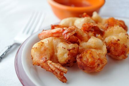 deep fried breaded shrimpsの写真素材
