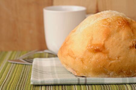 fresh baked mini boule bread for breakfast