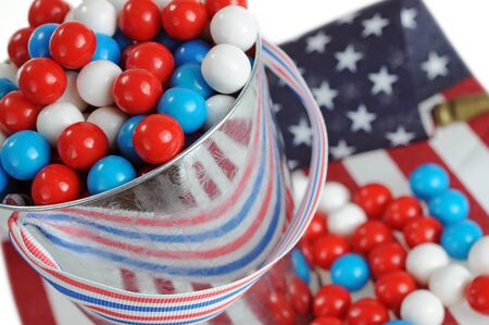 July 4th candy with red, blue, and white colorの写真素材