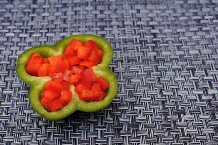 green and red bell pepperの写真素材